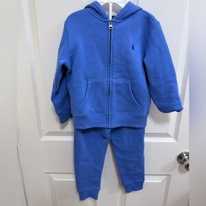 Polo by Ralph Lauren Sky Blue Zip Hoodie and Jogger Set, Size 4